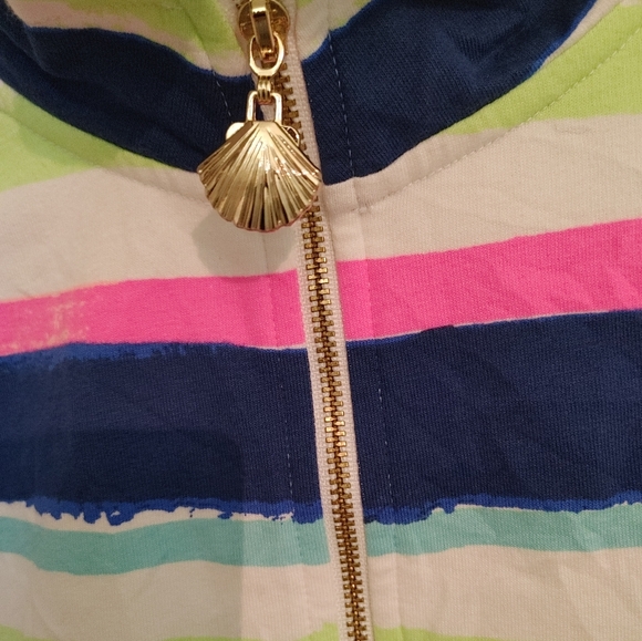 Lilly Pulitzer "Cats Meow" colorful striped rainbow pullover quarter zip SZ.XS - Picture 3 of 7